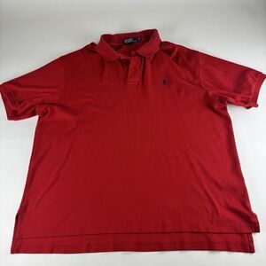 Polo Ralph Lauren Classic Fit Cotton Solid Red Polo Shirt Men's‎ Size 2XB